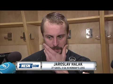 Video: David Pastrnak, Jaroslav Halak react to Bruins' loss to Maple Leafs
