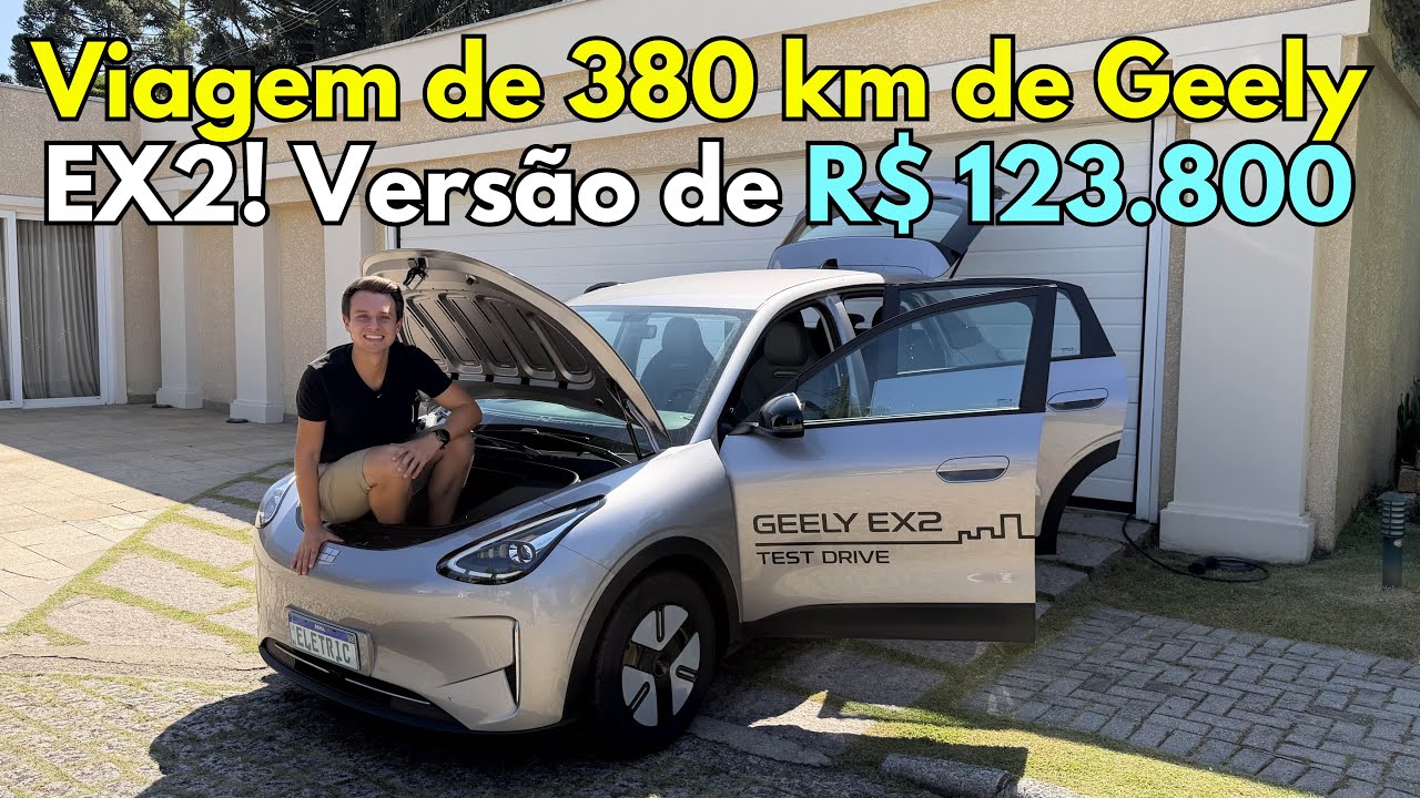 Viagem de Geely EX2, Rodei 380 KM! Carreguei? Versão de Entrada de R$ 123.800