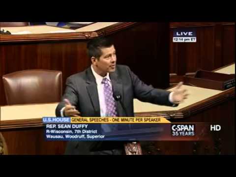 Congressman Sean Duffy (R) Wisconsin speaks in favor of House budget proposal offered April 1st by fellow Wisconsinite Congressman Paul Ryan. Congressman Sean Duffy (R) Wisconsin speaks in favor of House budget proposal offered April 1st by fellow Wisconsinite Congressman Paul Ryan.