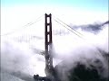 Aerial Golden Gate Bridge in Fog San Francisco Bay