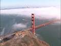 Aerial Golden Gate Bridge in Fog San Francisco Bay