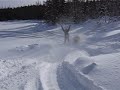 funny jump with old snowmobile bombardier moto-ski