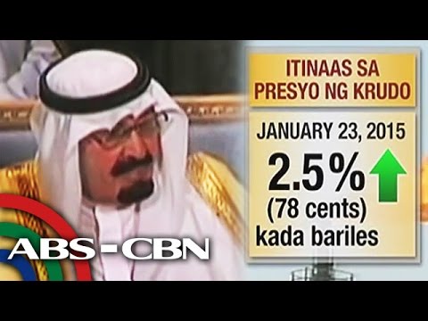 oil - The price of crude oil in the world market rose immediately after the announcement of the death of King Abdullah of Saudi Arabia. Subscribe to ABS-CBN News channel! http://bit.ly/TheABSCBNNews...