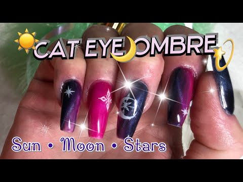 DND CD Cat-Eye Gel Ombres with Sun Moon Star Stickers
