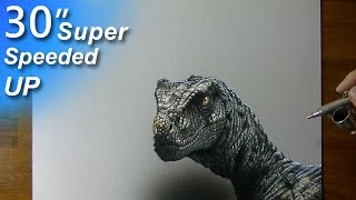 Drawing (Visual Art) Time Lapse: Velociraptor - super speeded up