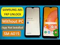 SAMSUNG GALAXY A01 FRP Bypass/Google Account Lock Remove App Not installed Without PC - 2021