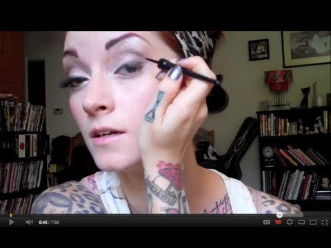 cherry dollface - I have had a lot of you ask for me to do a more photo shoot-friendly version of my vintage makeup. So here it is! Full pinup face with fake lash application....