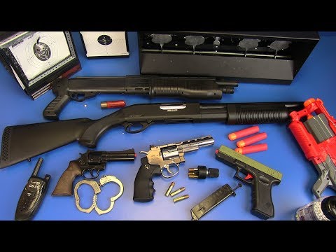 Airsoft Revolvers,Shotgun,Nerf Guns Toys ! Box of Toys