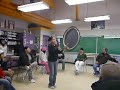 Cindy drum dances in Northern Studies class at Qiqirtaq