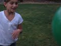 Rachel beats up a balloon Rachel beats up a balloon