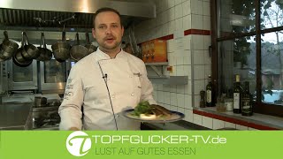 Forelle auf lauwarmen Bamberger Kartoffelsalat mit Meerrettich u. Wildkräutern
