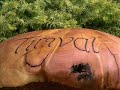 Engraved wooden garden ornament art sculpture
