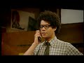 Moss deals with the fire emergency in the only way he knows how - by sending an email.