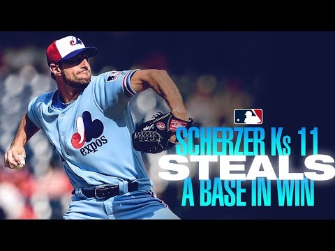 Video: Scherzer strikes out 11, steals second base