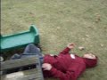 another flying elbow+slammin my back on a metal/wood table