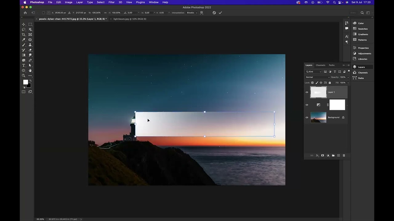 Beams of light - Adobe Photoshop