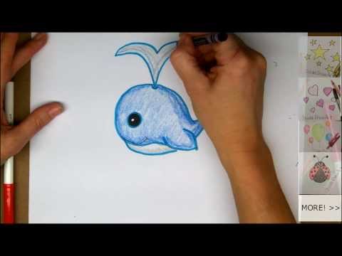 Drawing: How To Draw a Cute Cartoon Whale – Easy – Step by Step Tutorial.