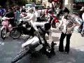 Thick Traffic crossing street in hanoi Vietnam