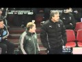 Cat on a soccer field delays match