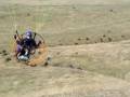 Paramotor takeoff in the Argo Valley, Central Plateau