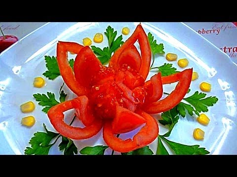 Как сделать розу из помидора огурца