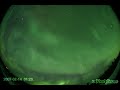 Cleary Summit, Alaska, February 14 2007This video shows ~3 hours of aurora around magnetic midnight, including a small substorm and with no less than 4 rockets for scientific experiments being launched from nearby Poker Flat (preceded by two test rockets also visible in the time lapse). They release chemical trails in the ionosphere, lighting up in a white color that makes it easy to distinguish from the aurora and allowing to observe wind shear.