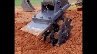 Learn about the compaction wheel attachment for backfilling and compacting trenches. 