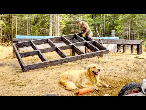 Building a Front Porch on my Off-Grid Log Cabin |  Bear and Barley Stir-fry on a Campfire