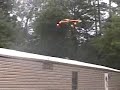 Little rc chopper  lands on car