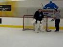 ba hockey goalie in nets on plastic