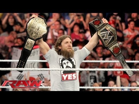 Daniel Bryan celebrates his WWE World Heavyweight Championship victory: Raw, April 7, 2014