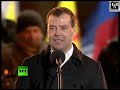 apr�s sa victoire aux �lections pr�sidentielles russes de 2012, vladimir poutine s'adresse tr�s �mu � la foule. il fustige les provocations (manifestations a...