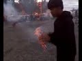 Ona lighting a piccalo pete bomb