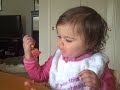 Reilly Jane using a fork! 11-10-09