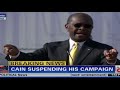 Herman Cain quoted a Pokemon song verbatim for nearly 2 whole minutes after he announced on Saturday that he is suspending his campaign for the Republican presidential nomination. The news comes in the wake of Cain being accused of having an extramarital affair and sexual harassment charges from more than a decade ago resurfacing. The former CEO of Godfather's Pizza has vehemently denied any wrongdoing amid the controversy. On Saturday, Cain called the allegations 