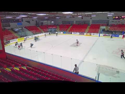 #18 Mattias Schoffner backcheck after shot to breakup scoring chance