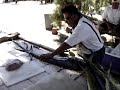 Felipe cleans a dorado at Rancho Leonero