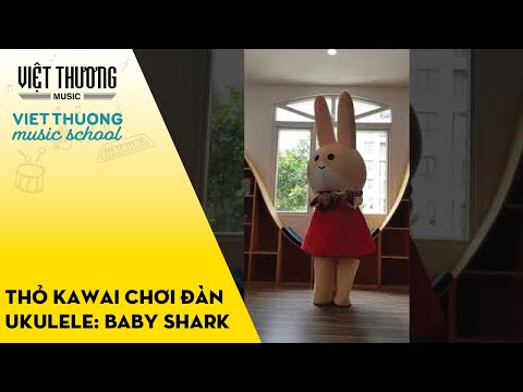 Thỏ Kawai choi Baby Shark bằng đàn Ukulele