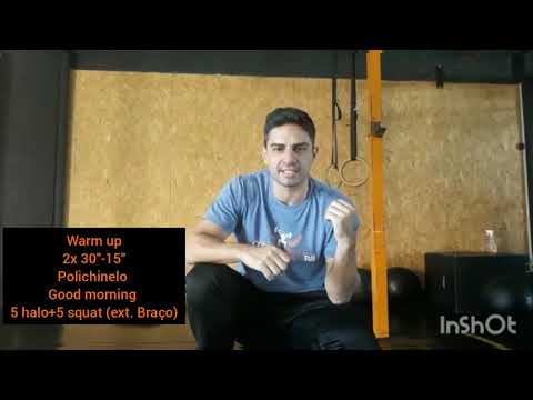 Nosso treino de hoje enfase em mobilidade de ombro e torácica, logo em seguida um aquecimento e nosso treino, usando 2 exercicios: thruster (qualquer carga ) e step box over. Bom treino!