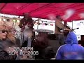 while playing an outdoor concert in the rain, the roof came down...