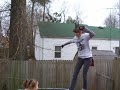 Jumping on the trampoline with my little sister