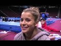 alicia sacramone talks about competing in her home town of boston, what events she needs to excel on, and her aggressive nature in competition.