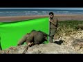 3 People Recreating a \"Saving Private Ryan\" Beach Scene 3 People Recreating a \"Saving Private Ryan\" Beach Scene