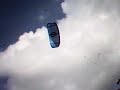 Under sail with the kite up.  The boat has no rudder, it's steered by lowering the fore board and moving the sheeting attachment (red line) fore and aft.