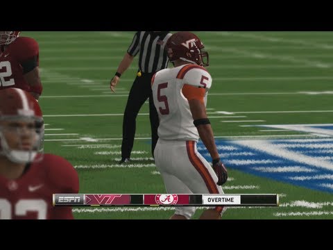 Overtime Drama!  - NCAA Football 14 Gameplay (Virginia Tech vs Alabama) NCAA Football 14 Demo