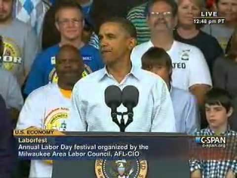 Pr. Obama - Labor Day (3) Jobs, Infrastructure, Middle Class, Small Business - Milwaukee