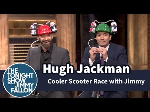 Cooler Scooter Race with Hugh Jackman