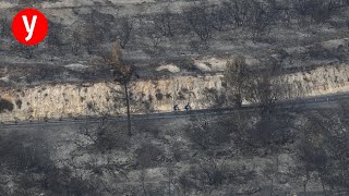 השריפה בהרי ירושלים ממבט אווירי
