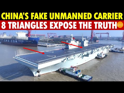 China’s 076 Unmanned Carrier Is Fake! First Sea Trial Reveals Truth With 8 Triangles on the Deck