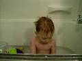 sam takes a bath